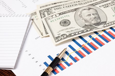 financial graph and dollar currencyの写真素材