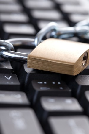 shot of locked computer keyboard