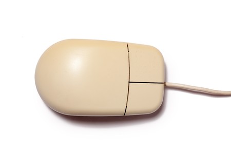 retro computer mouse on white backgroundの写真素材