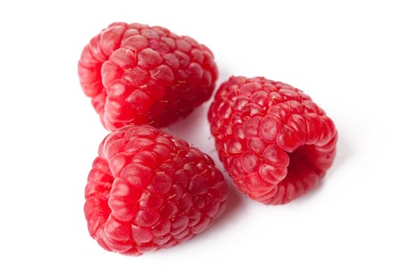 red raspberry on white backgroundの写真素材