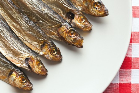 sprats on plateの写真素材