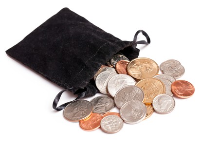 the american coins on white backgroundの写真素材