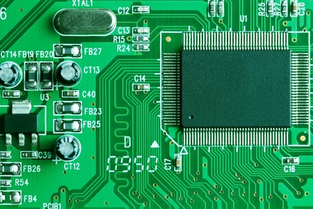 the photo shot of electronic circuit board