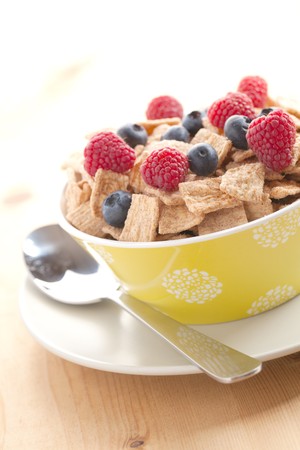photo shot of cinnamon cereals with fruits