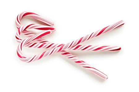 stripy candy cane on white background