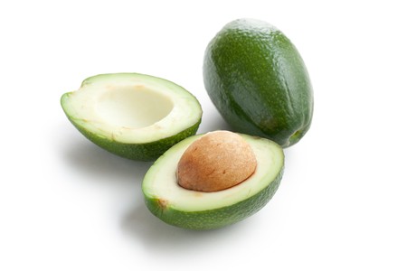 cut avocado on  white background