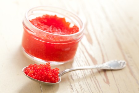  red caviar in spoon