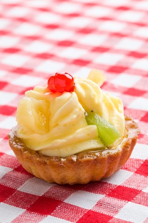cup cake with tasty fruitの写真素材