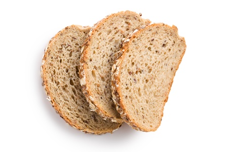 whole wheat bread on white background