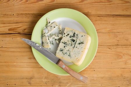 tasty blue cheese on plateの写真素材