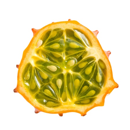 kiwano fruit isolated on white backgroundの写真素材