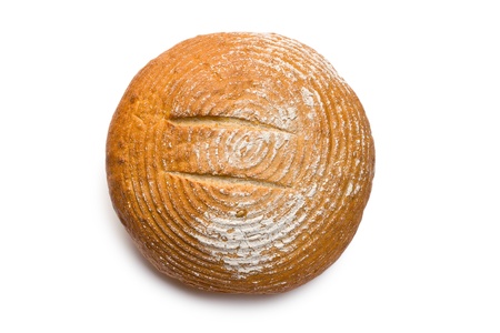 round bread on white backgroundの写真素材