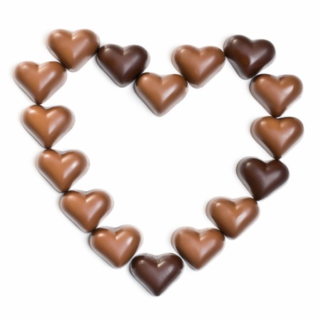 chocolate heart on white backgroundの写真素材
