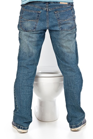 man pee on the toilet