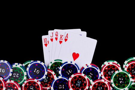 the playing cards and poker chipsのeditorial素材