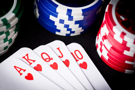 the playing cards and poker chipsのeditorial素材