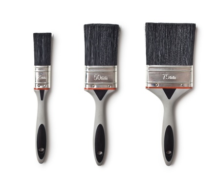 set of paint brushes on white background