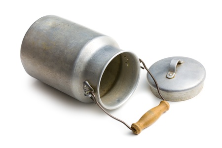 aluminium milk can on white backgroundの写真素材