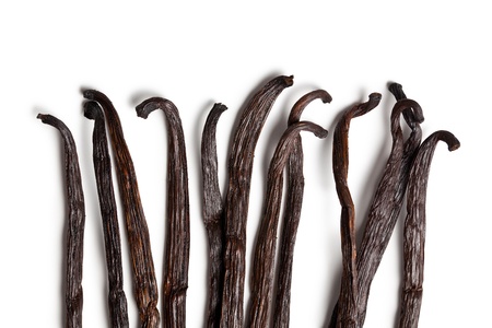 vanilla pods on white background