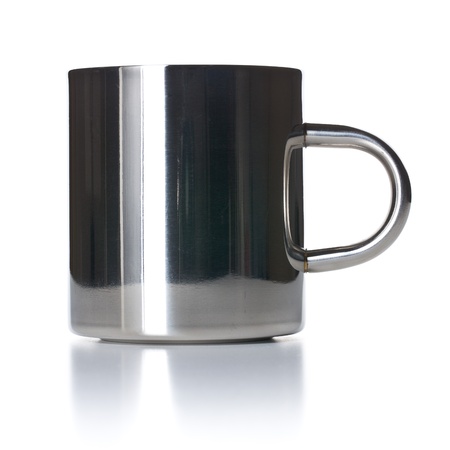 metal cup on white backgroundの写真素材
