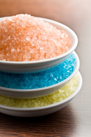the different colours of bath saltの写真素材