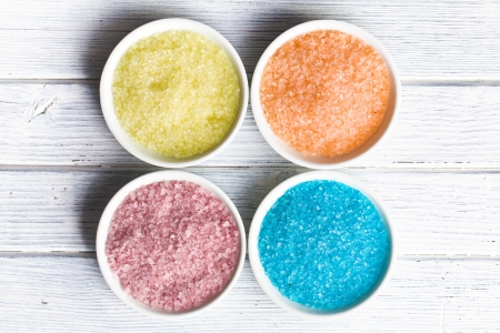 the different colours of bath saltの写真素材