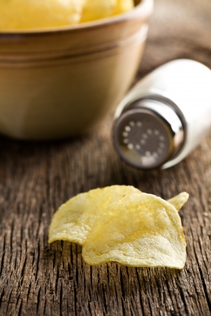 the salted crispy potato chipsの写真素材