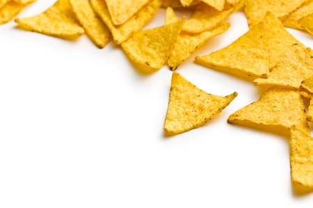 corn nachos on white backgroundの写真素材