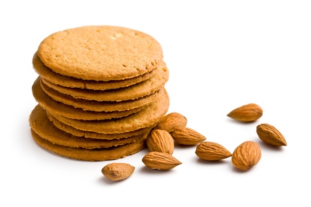 almond cookies on white backgroundの写真素材