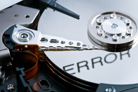 close up of error on hard disk