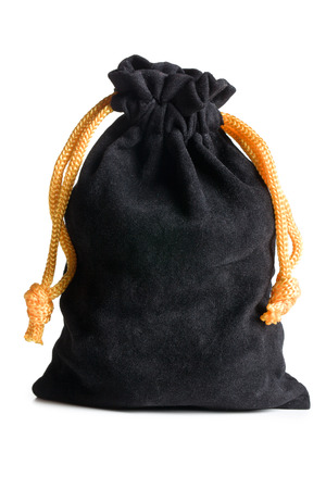 black velvet bag on white backgroundの写真素材