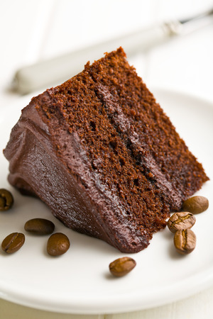 the dark chocolate cake with coffee beansの写真素材