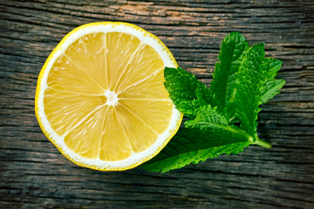 the half lemon and fresh mintの写真素材