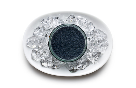 top view of black caviar in jar