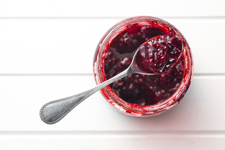 top view of fruity jamの写真素材