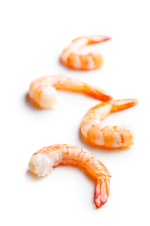 tasty prawns on white backgroundの写真素材