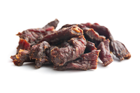 spice beef jerky on white backgroundの写真素材