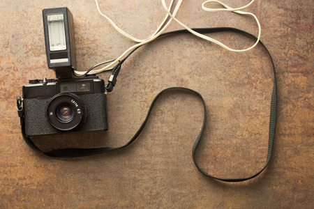 the old analogue camera with flash