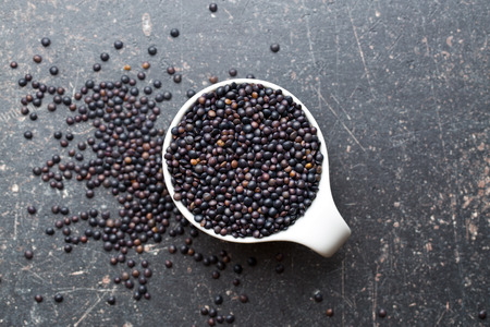 Beluga. Black lentil. Top view.の写真素材