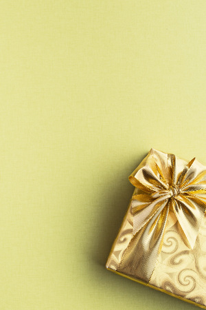 top view of gold gift boxの写真素材