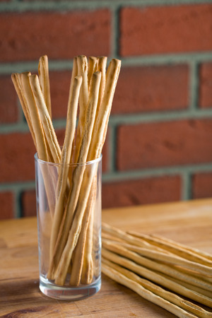 breadsticks grissini on kitchen table