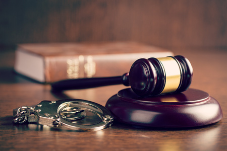 the judge gavel and handcuffsの写真素材