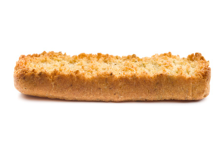 Crispy Italian antipasto bruschetta isolated on white background.