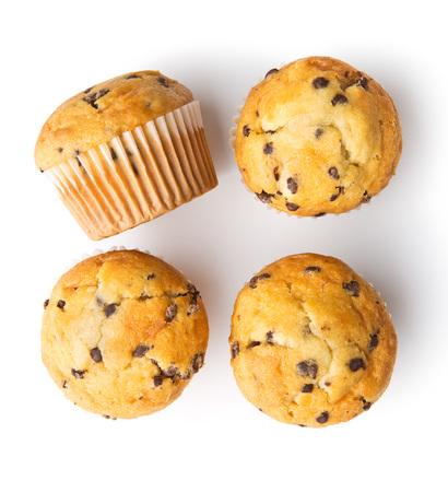 The tasty muffins with chocolate isolated on white background.の写真素材