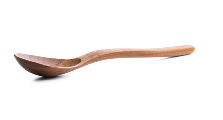 Handmade wooden spoon isolated on white background.の写真素材