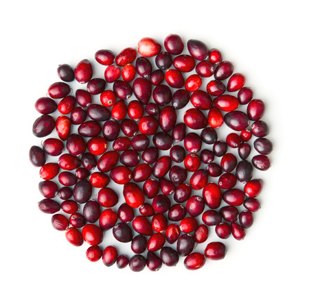 The tasty american cranberries isolated on white background.