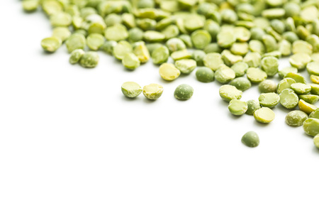 Green split peas isolated on white background.の写真素材