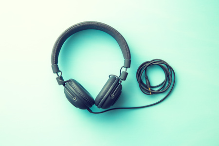 The vintage headphones. Retro filtered.の写真素材