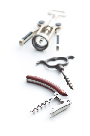 Various types of corkscrews isolated on white background.の写真素材