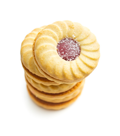 Jam ring biscuits isolated on white background.の写真素材